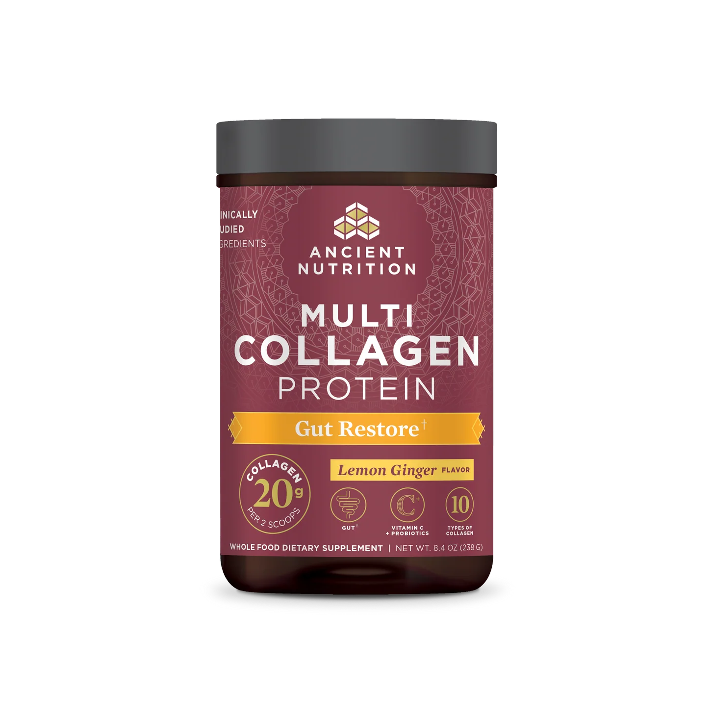 Ancient Nutrition® Multi Collagen Gut Restore – Lemon Ginger
