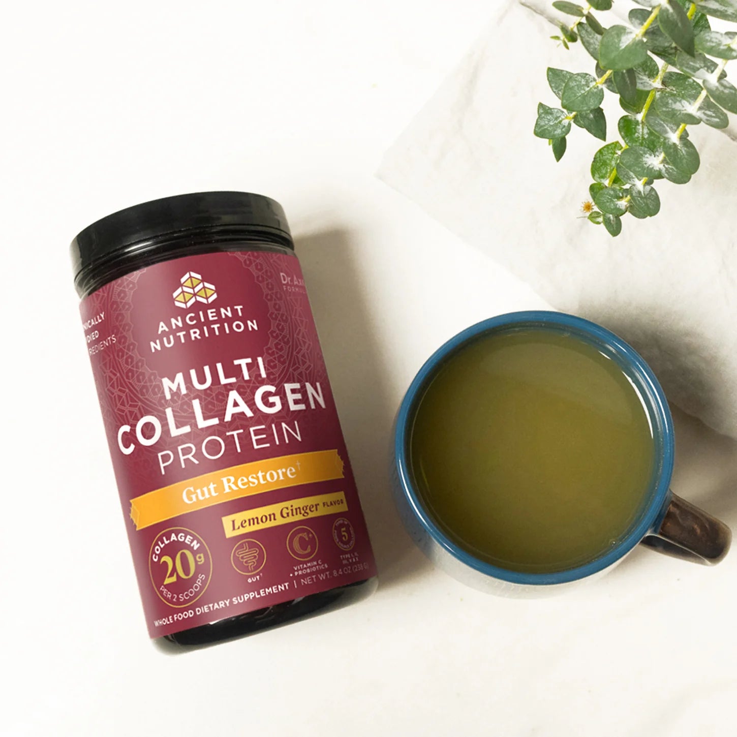 Ancient Nutrition® Multi Collagen Gut Restore – Lemon Ginger